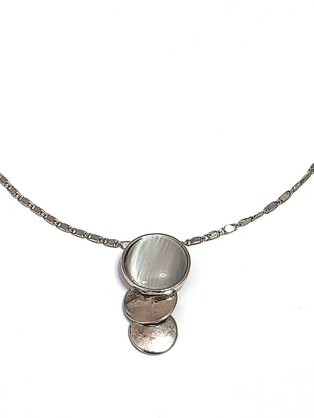 Gray Cat eye silver-tone necklace